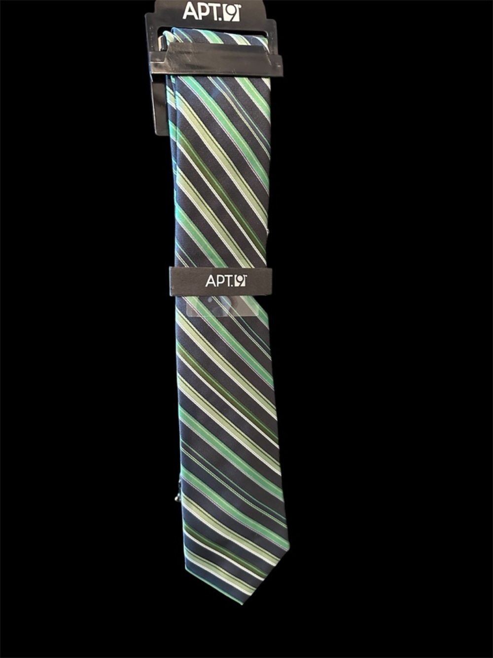 Green and Black Striped Men's Tie NWT - Picture 2 of 6
